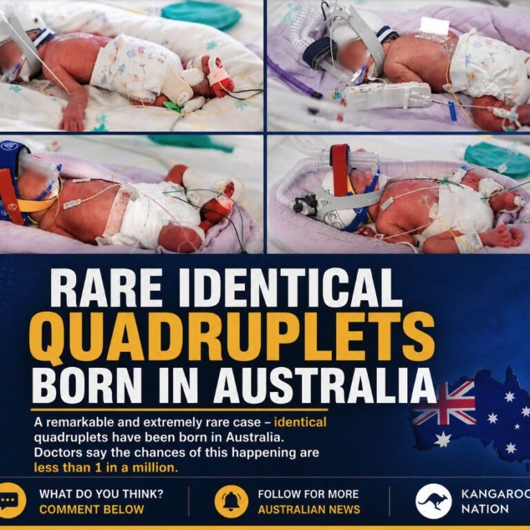 Brisbane family welcomes extremely rare identical quadruplet girls